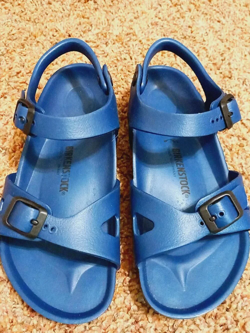 Kid's Birkenstock Blue Rio Sandals Size 34 3 better 2 or 2 1/2  Backstrap Water